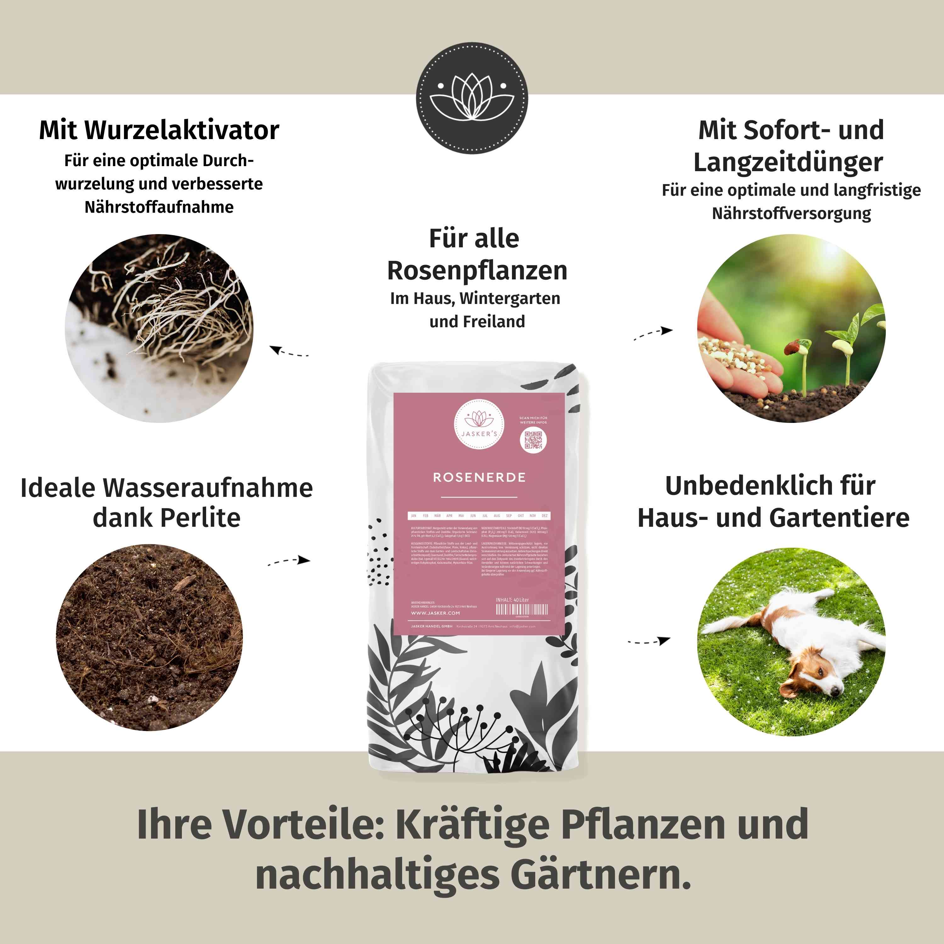 Rosenerde Bio 30 Liter - Blumenerde für Rosen - Erde für Rosen kaufen