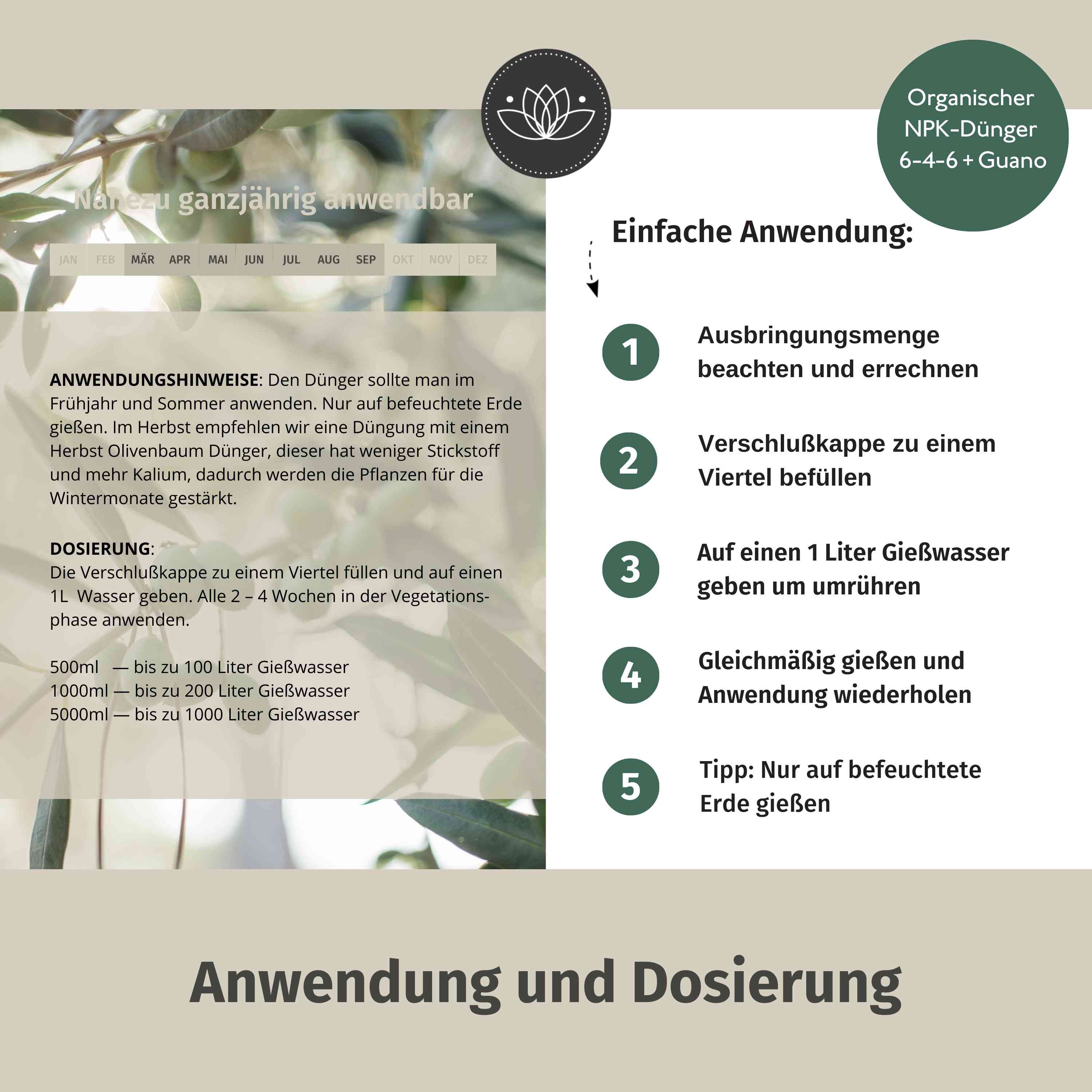 Olivenbaum Dünger flüssig 5 Liter - Oliven Dünger - Dünger für Olivenbaum