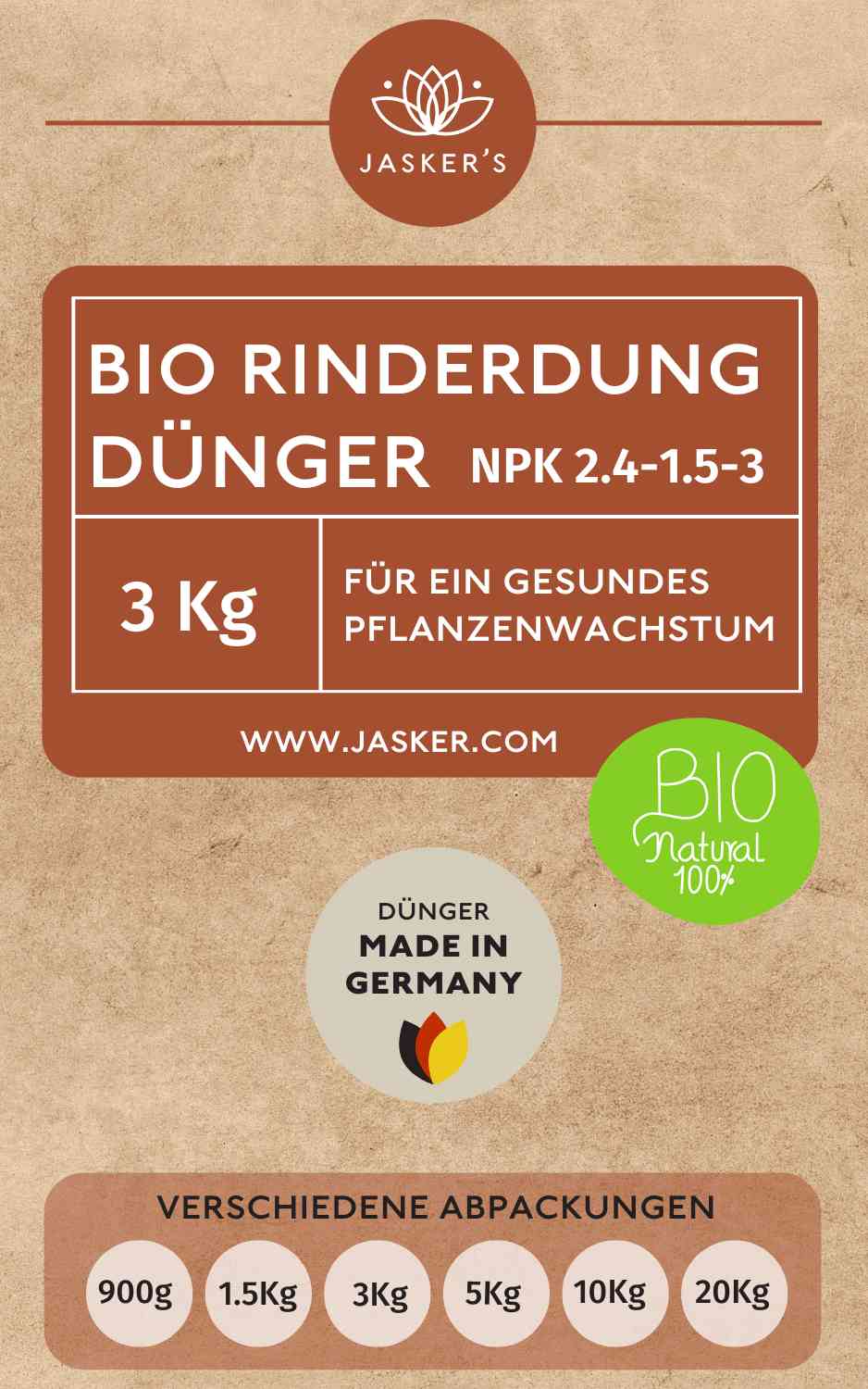 Bio Rinderdung Dünger 3Kg
