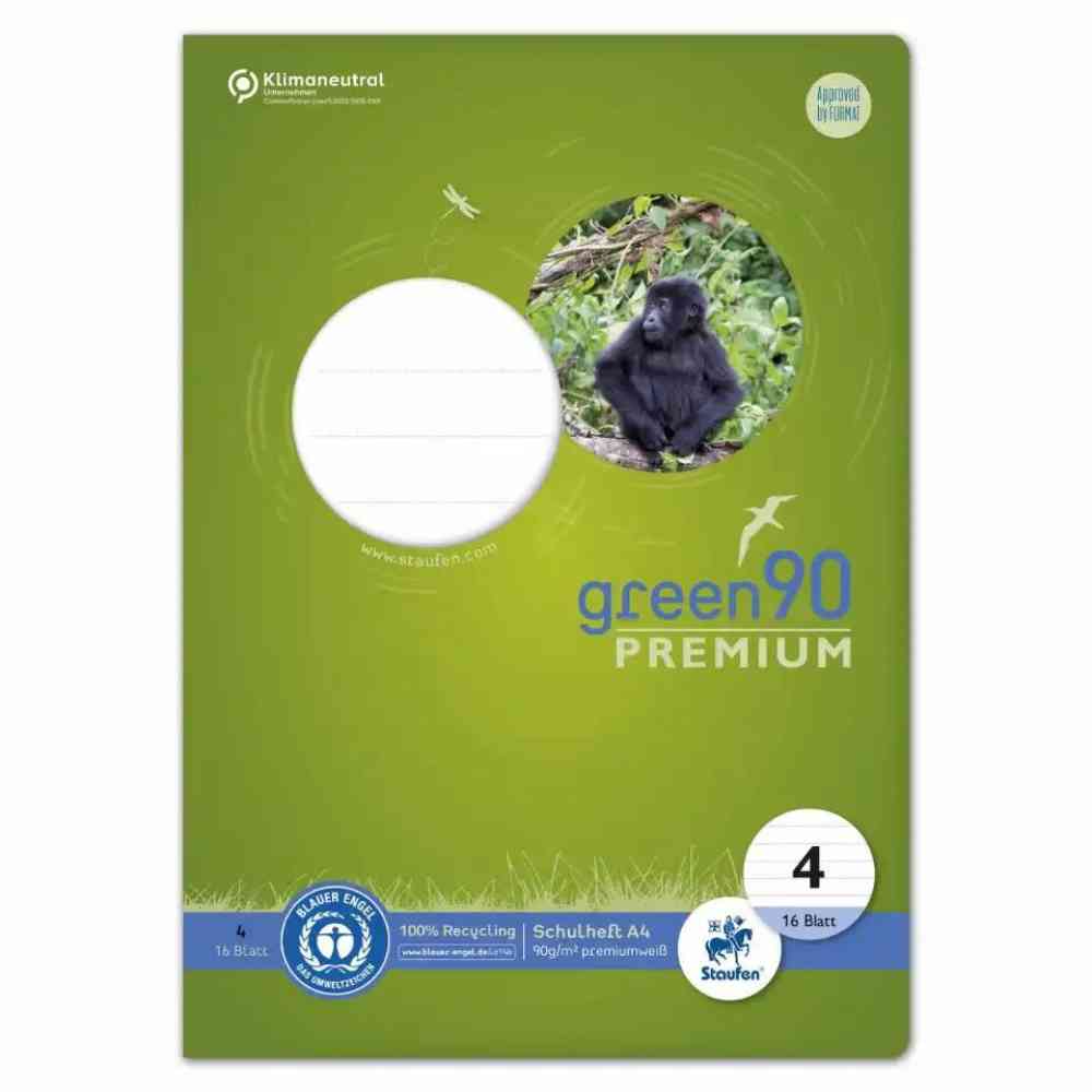 Staufen Schulheft green90 PREMIUM Lineatur 4 liniert 16 Blatt 90g/m² DIN A4