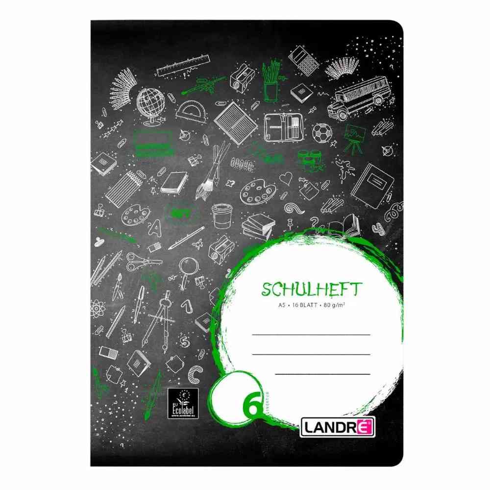 LANDRÉ Schulheft Lineatur 6 blanko 16 Blatt DIN A5
