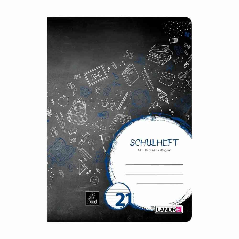 LANDRÉ Schulheft Lineatur 21 liniert 16 Blatt DIN A4