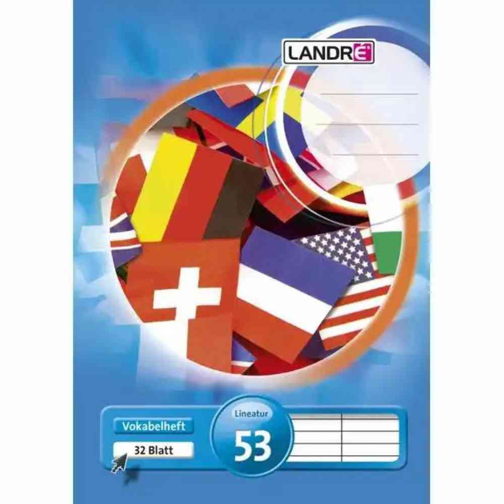 LANDRÉ Vokabelheft Lineatur 53 liniert mit 2 Spalten 32 Blatt DIN A5