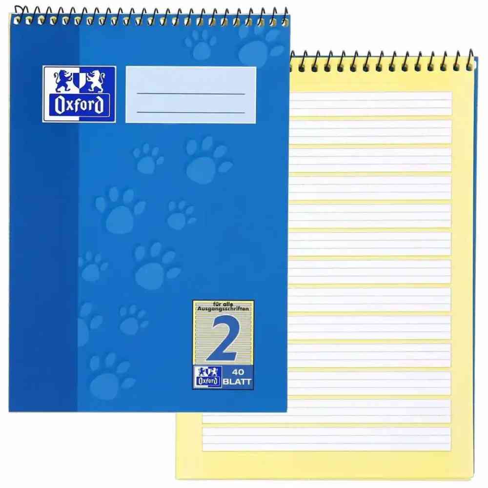 Oxford Spiralschulblock Lineatur 2 liniert 40 Blatt DIN A5
