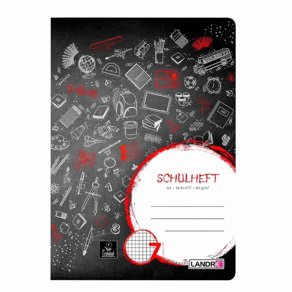 LANDRÉ Schulheft Lineatur 7 großkariert 16 Blatt DIN A4