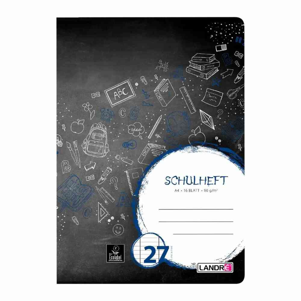 LANDRÉ Schulheft Lineatur 27 liniert mit Doppelrand 16 Blatt DIN A4