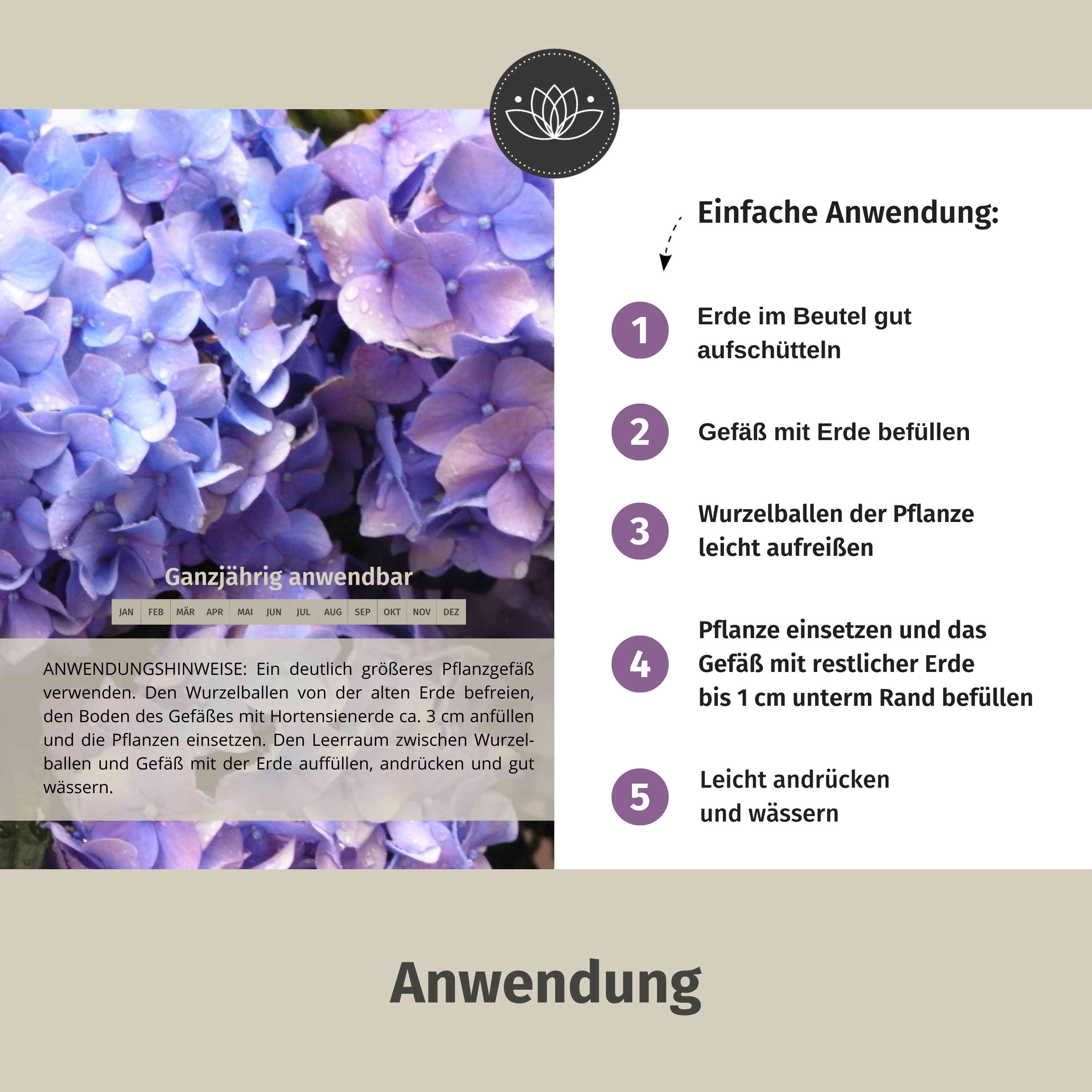 Hortensienerde für blaue und lilafarbene Hortensien