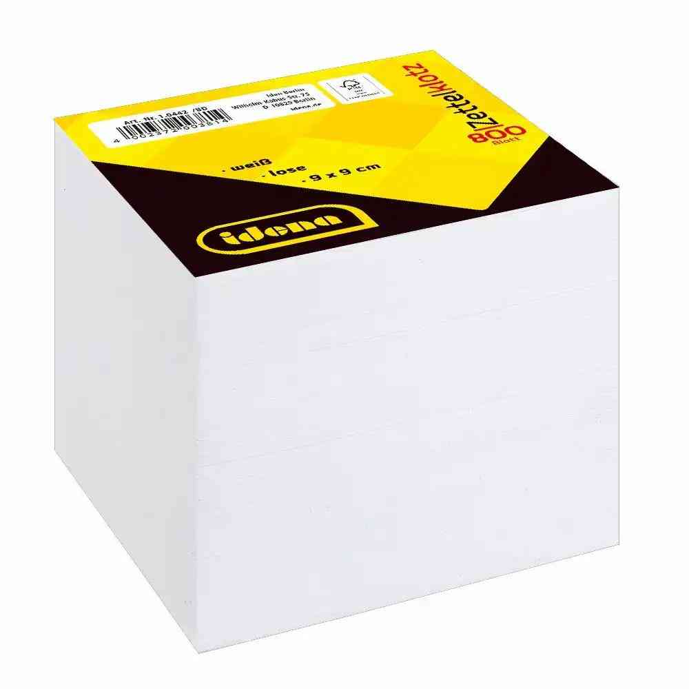Idena Zettelklotz lose 80g/m² weiß 9x9cm 800 Blatt