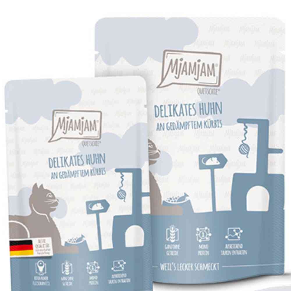 Mjamjam -Quetschie-delikates Huhn an gedaempftem kuerbis 125g