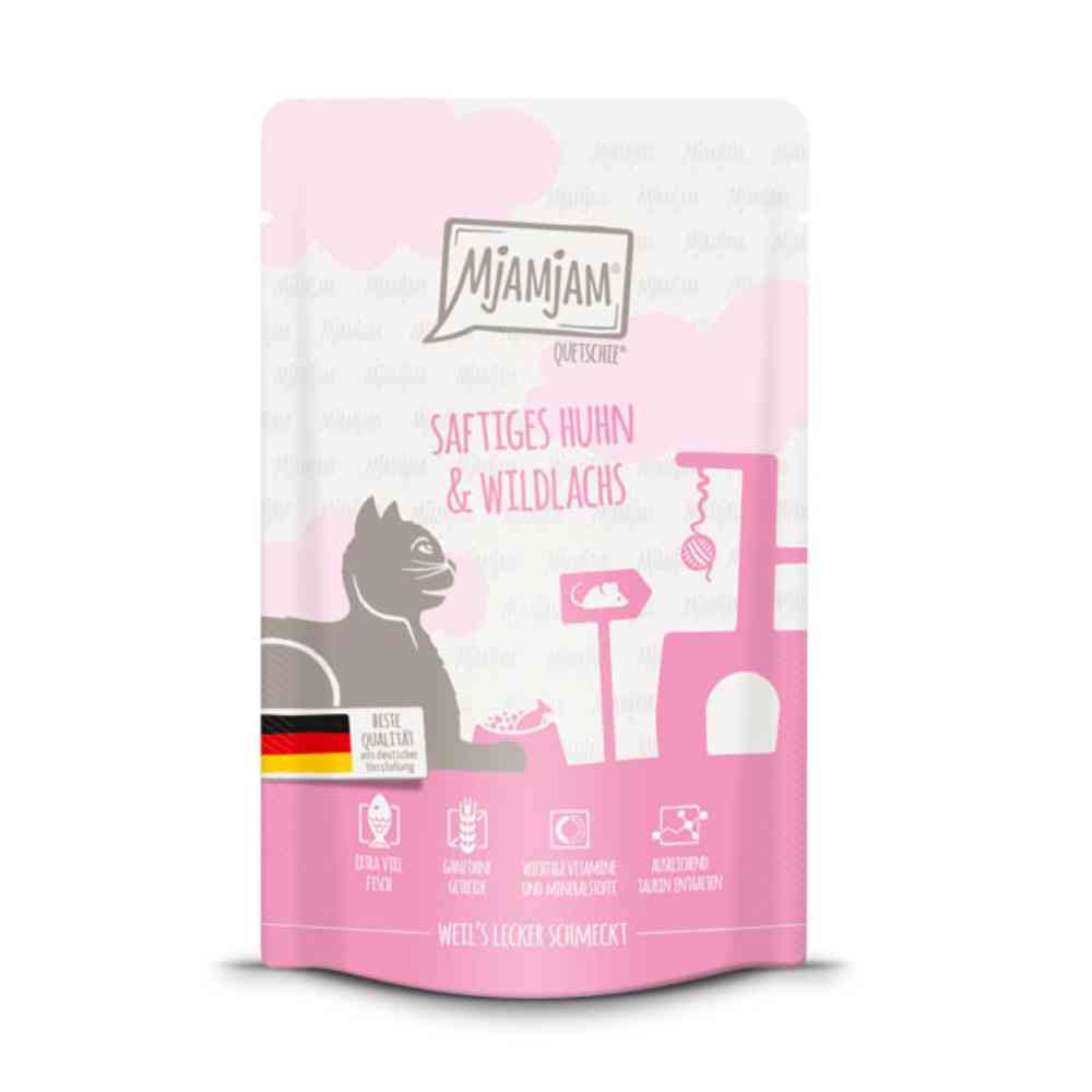 Mjamjam -Quetschie-Saftiges Huhn und Wildlachs 125g