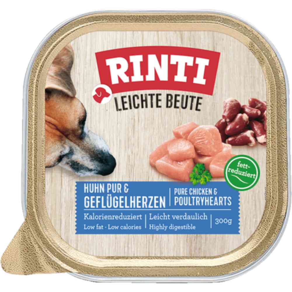 Rinti Schale Leichte Beute Huhn Pur & Geflügelherzen 300g