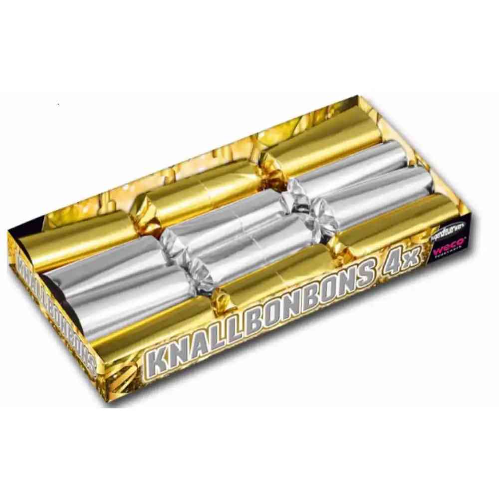 weco Knallbonbons Kat. F1 silber gold 22cm 4 Stück