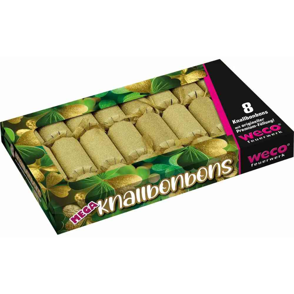 weco feuerwerk Knallbonbons Kat.F1 matt gold 22cm 8 Stück Faltschachtel