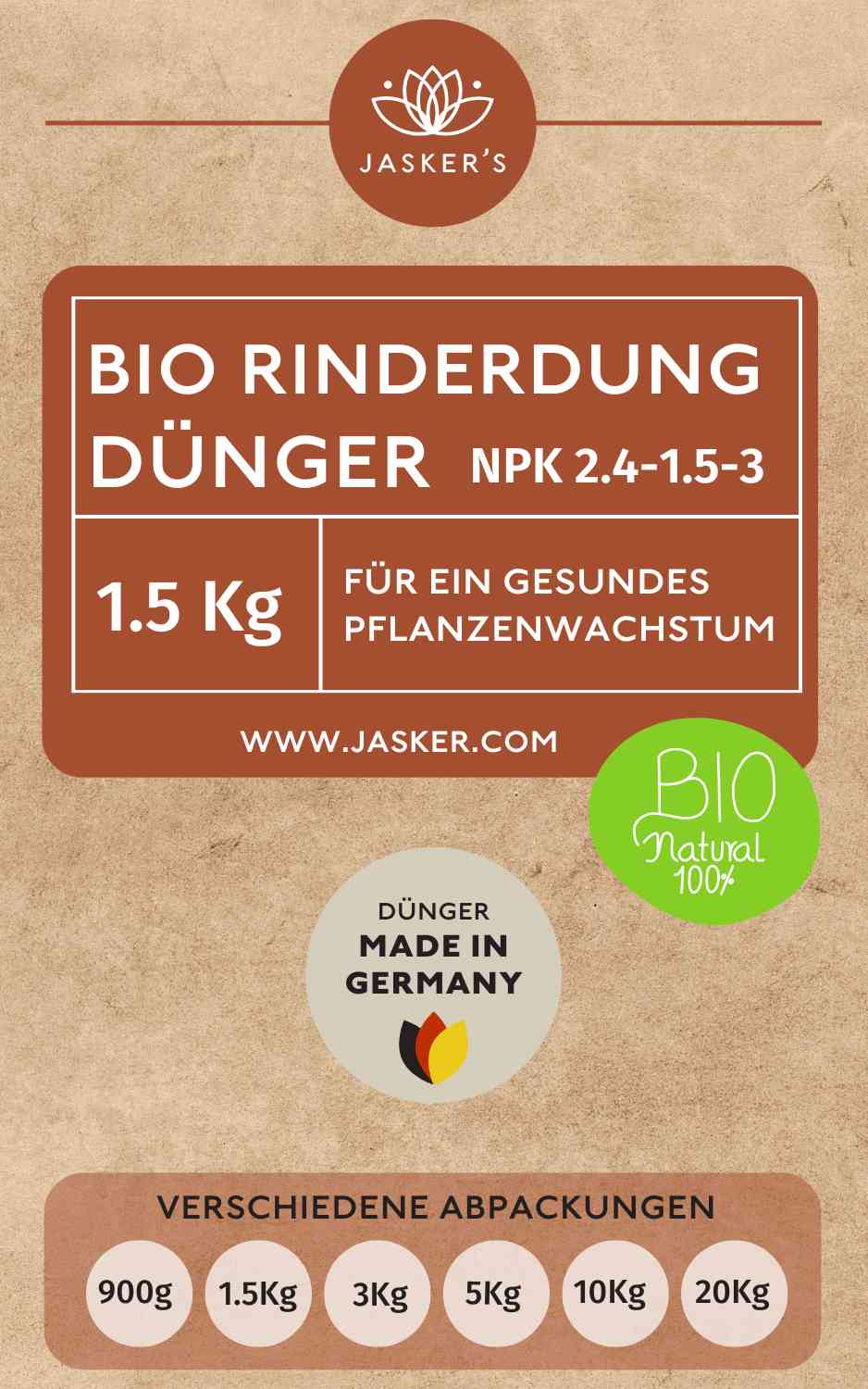 Bio Rinderdung Dünger 1.5Kg