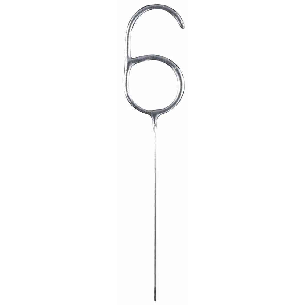 amscan Wunderkerzen Zahl 6 silber