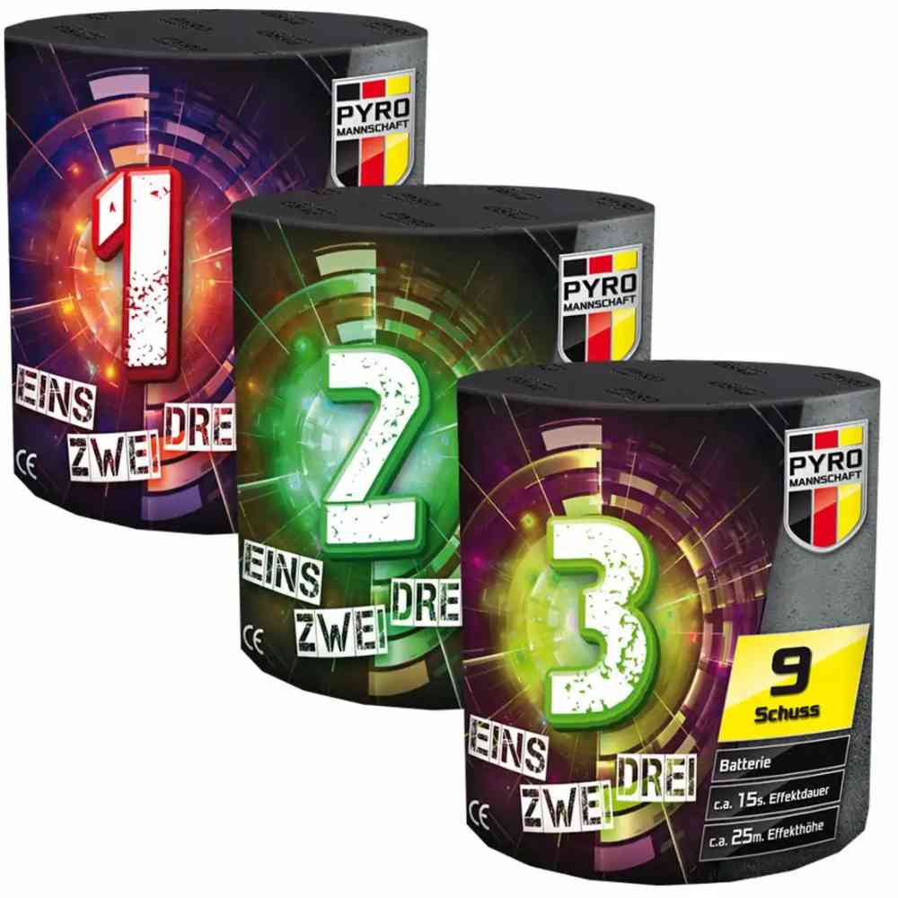 LESLI Batterien Eins Zwei Drei Kat. F2 3x9 Schuss