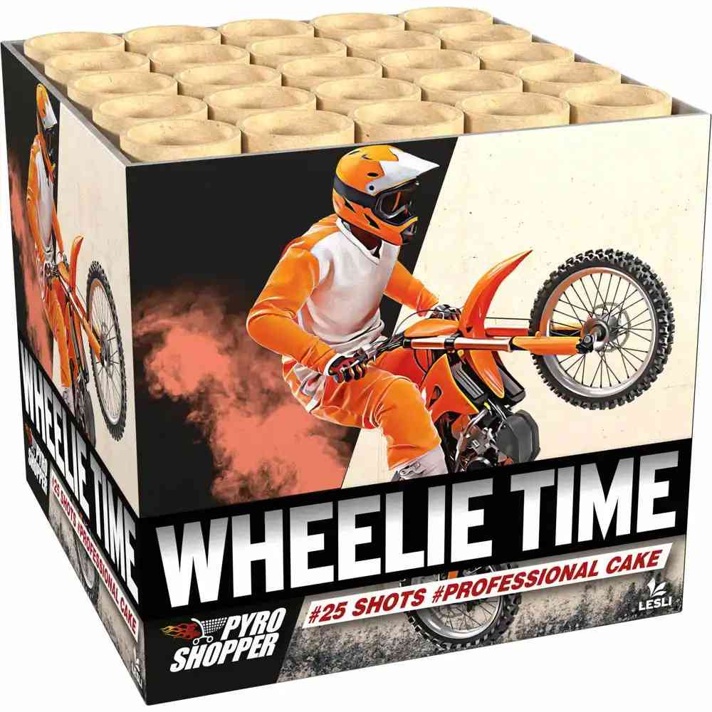 LESLI Feuerwerksbatterie Wheelie Time 25 Schuss Kat.F2