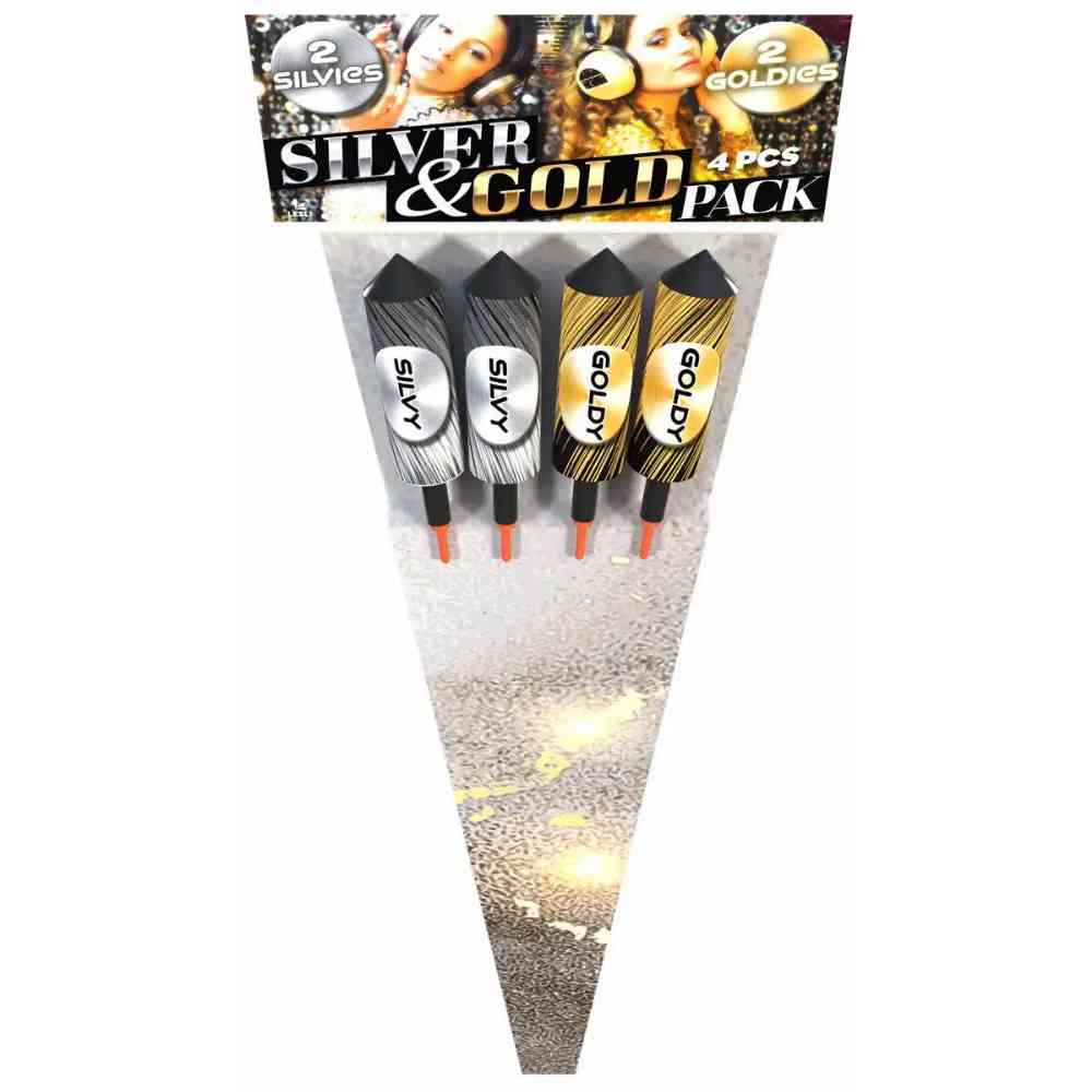 LESLI Raketenset Silver & Gold Kat. F2 4 Teile