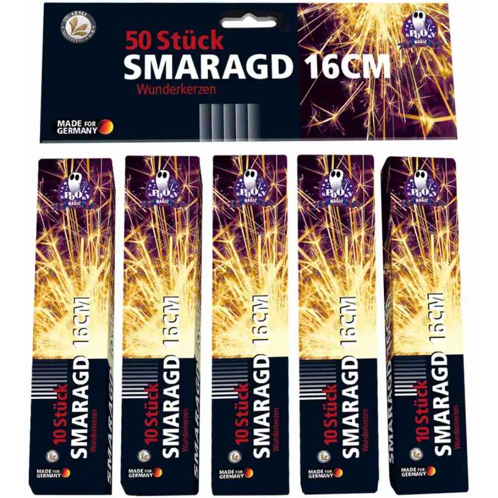 LESLI Wunderkerzen Smaragd Kat. F1 16cm 5x10 Stück