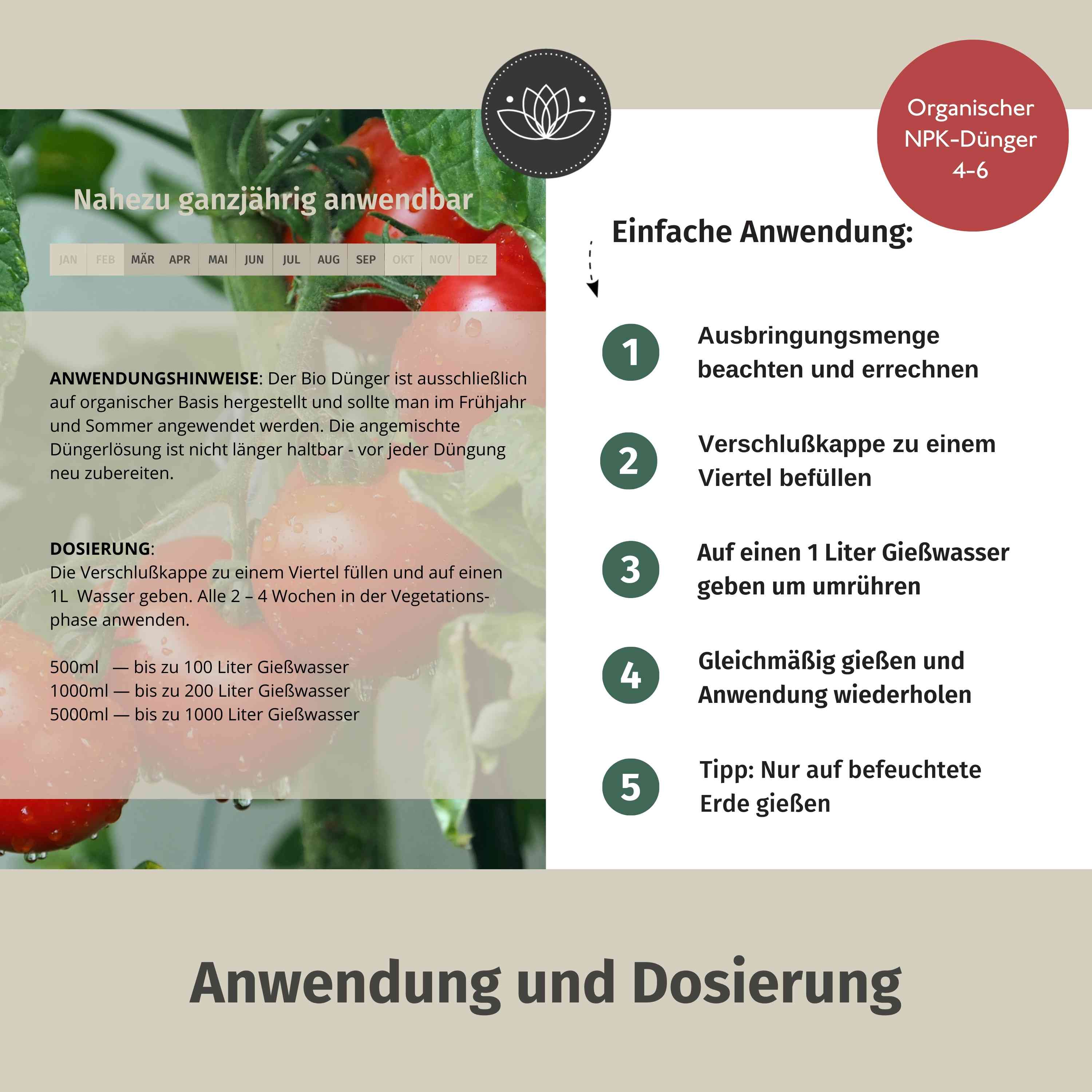 Tomatendünger Bio flüssig 2 Liter (2x1L) - Flüssigdünger für Tomaten