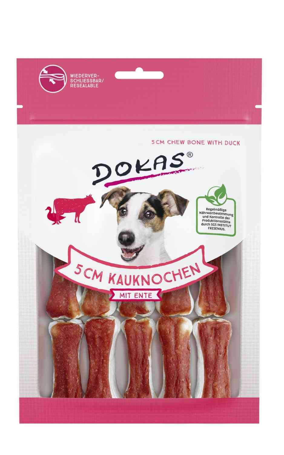 Dokas Dog 5 cm Kauknochen mit Ente 12 Stück
