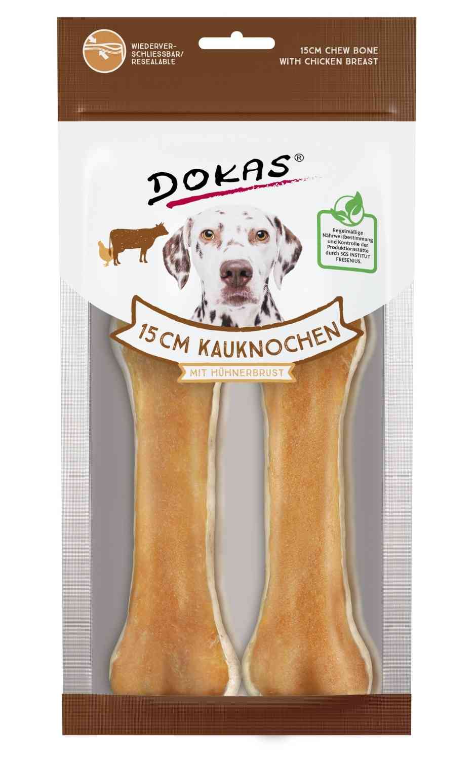 Dokas Dog 15 cm Kauknochen mit Huhn